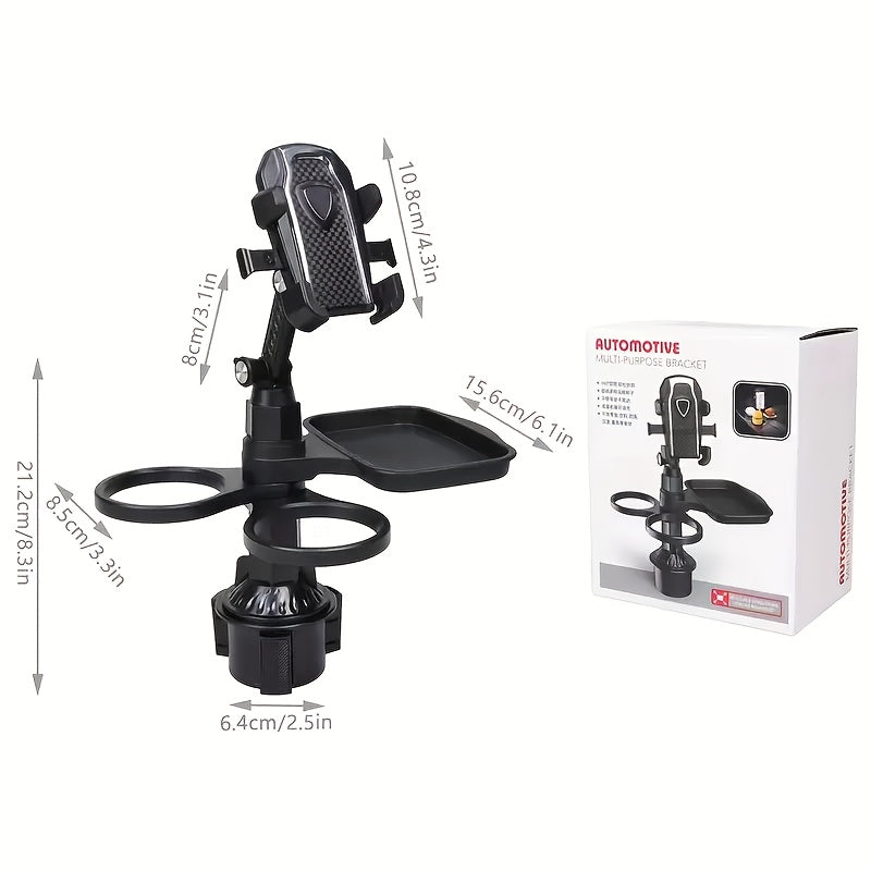 1pc 3-in-1 Multifunctional Car Cup Holder - Durable ABS Plastic, Stable Expandable Base, Essential Travel Accessory