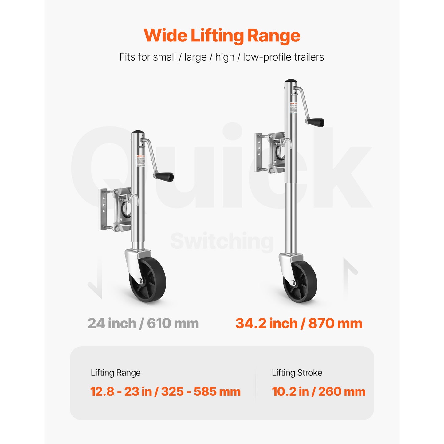 VEVOR Boat Trailer Jack Marine Heavy Duty Swivel Mount Tongue Jack 1000 lbs/1500lbs Load Single wheel / Double wheel