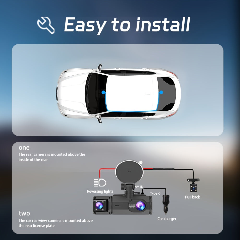 2.0 Lnch IPS Screen Dash Camera, 2/3 Lens with 32GB TF Card Optional, 170 Wide Angle WlFl Night Version Loop Recording G-Sensor WIFI Optional