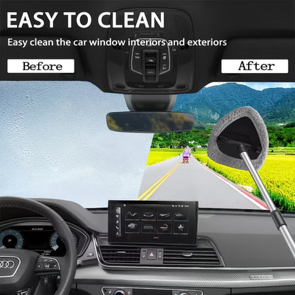 10pcs Microfiber Car Windshield Cleaning Tool Kit with Telescoping Handle And 4 Wipes - Heavy Duty Extension Pole, Durable Plastic Material, for Interior/Exterior Glass, Car Cleaning Tools, Vehicle Maintenance, Ergonomic Handle