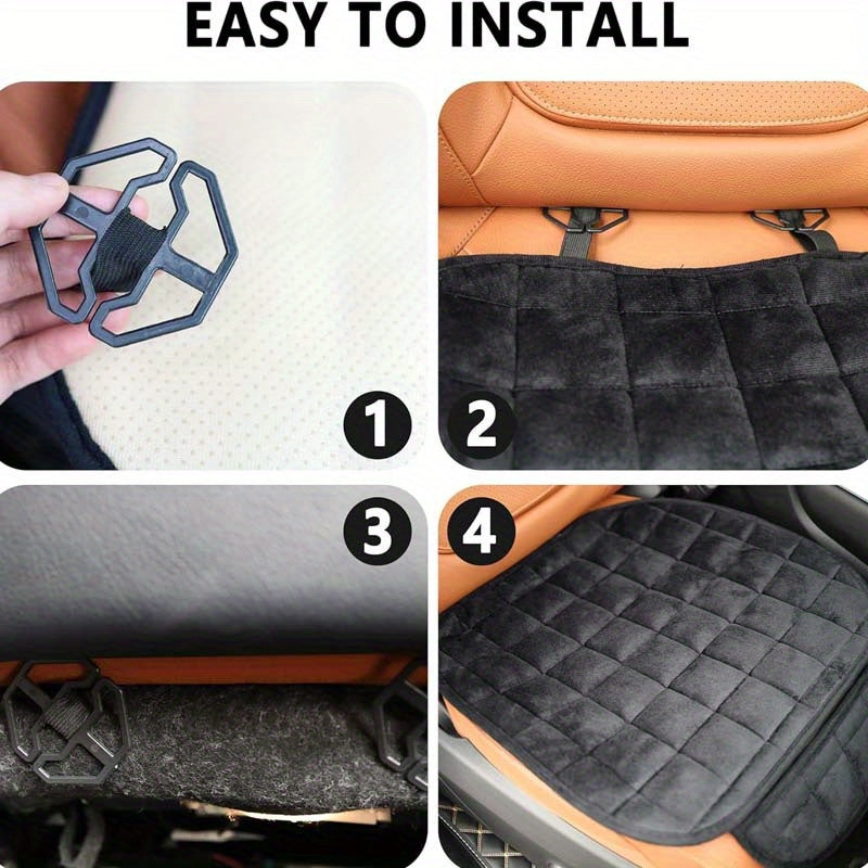 Four Seasons Plush Plaid Thick Warm Pad Car Seat Protector Seat Cover Universal Oval Car Seat Cushion, Soft and Breathable, Non-slip, Lightweight and Portable, Hand Washable Car Seat Protector Interior Accessories, Black 2 Front Seats and 1 Back Seat