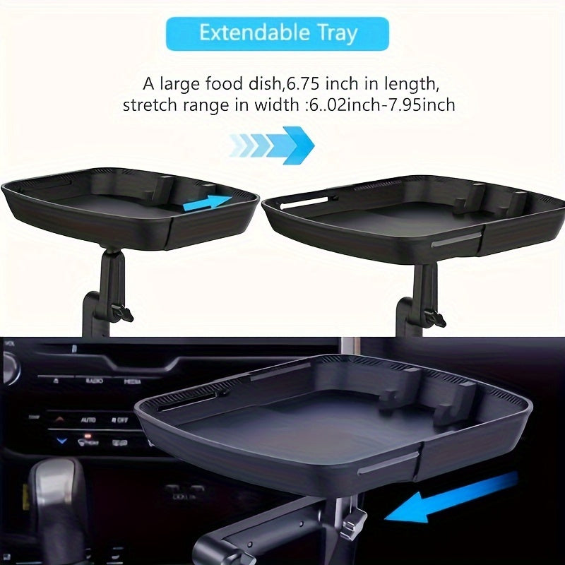 3-in-1 Car Cup Holder Tray Phone Holder - Dual Expandable Base, ABS Adjustable Rotating Bracket