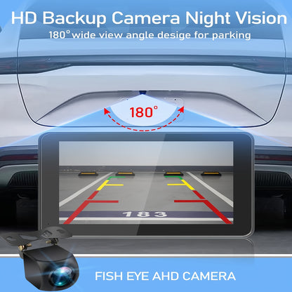 7-Inch Wireless Car Display with Car Audio, HD Touchscreen, 1080P Reversing Camera, Dashcam, GPS Navigation, Mirror Link, FM/AUX/USB/TF Interface, Compatible with All Car Models, a Must-Have for Vacations, And a New Year'S Gift for Dad And Driver