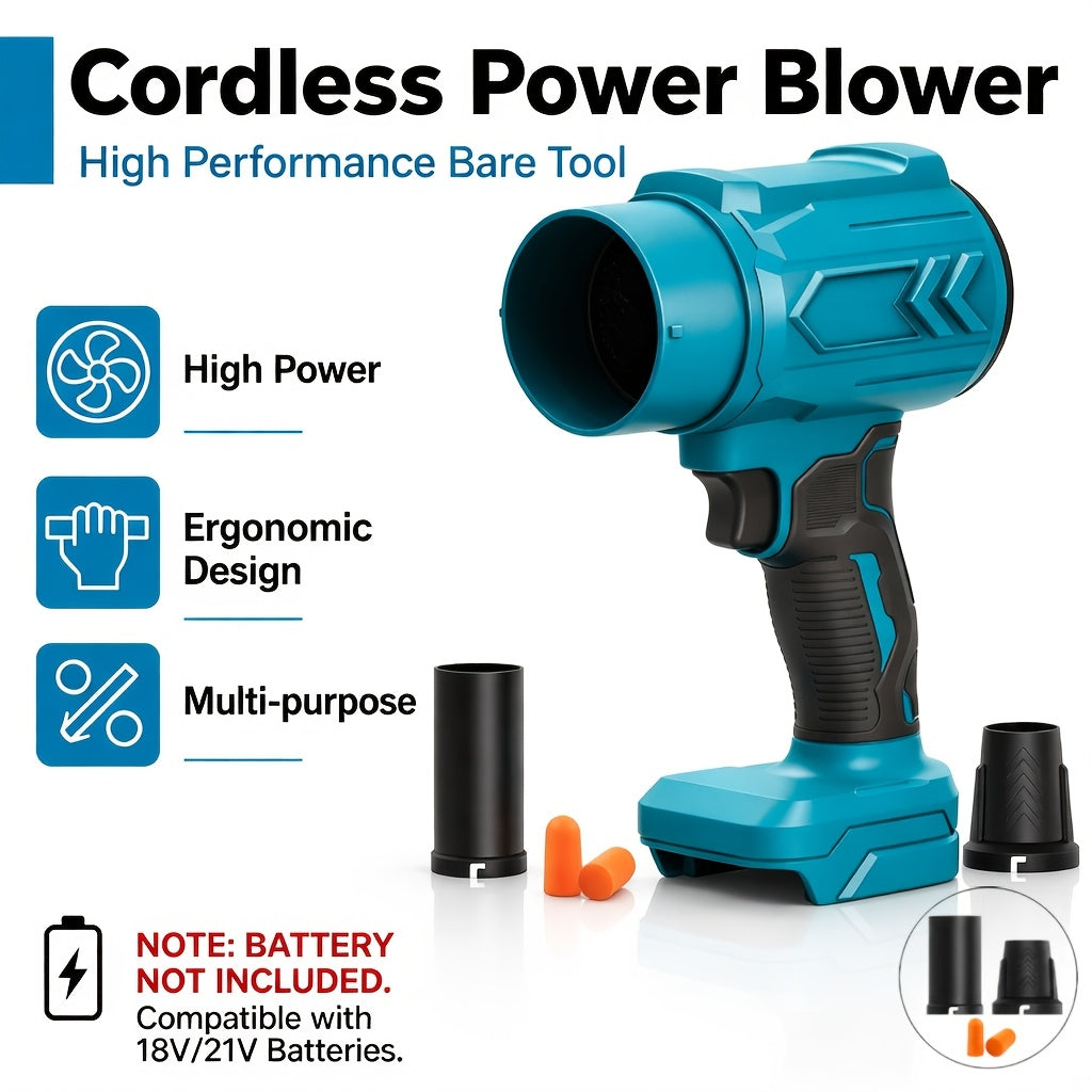 Cordless Handheld Leaf Blower 45000RPM Turbo – 2 Batteries & Charger Included, Air Duster & Car Dryer Blower for Small Spaces, Dual Air Duct Attachments