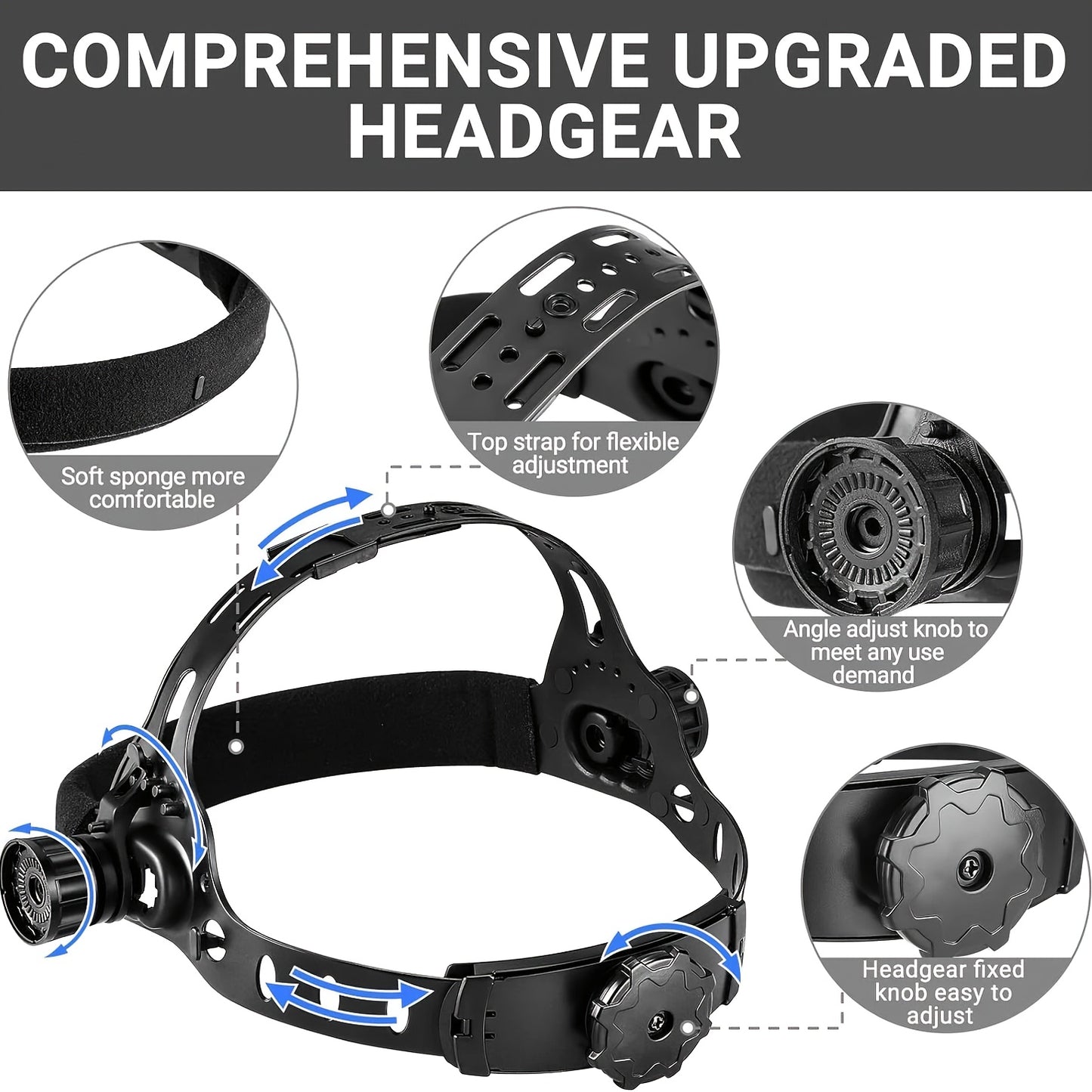 Large Viewing Screen Welding Mask, True Color Solar Automatic Dimming Color Changing Head-Mounted Welding Mask for Grinding Welder