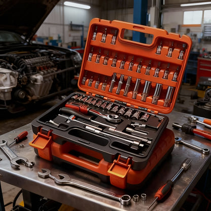 46pcs/53pcs Tool Collection • 1/2 Inch, 1/4 Inch, And 3/8 Inch Drive Depth And Standard Wrench Set • Auto Parts Repair Ratchet Wrenches And Various Other Automotive Tools • Suitable for Automotive And Bicycle Repairs • Christmas Gift