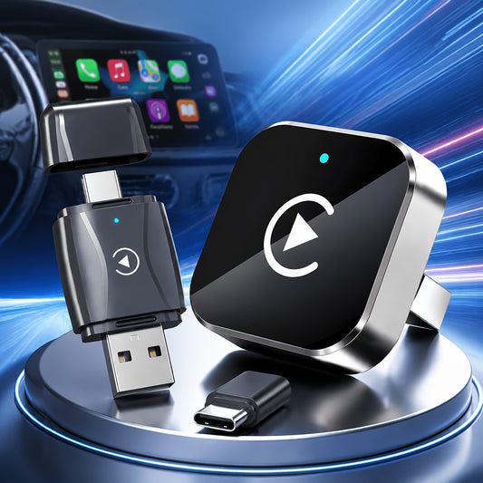 2026 NEW Wireless Carplay Adapter & Android Auto 2026 Upgrade Wired CarPlay to Wireless, 2-in-1 Mini USB Design with Fast Stable Connection Car Play for Apple IOS 10+, Android 11+ Version Car Play Wireless Adapter Carplay Wireless Free Type-C Adapter