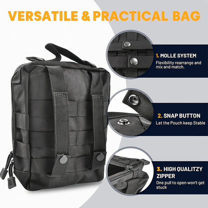 Car Seat Back Organizer with 5 MOLLE Pouches – Truck SUV Jeep Vehicle Panel Storage + 6 Keychains