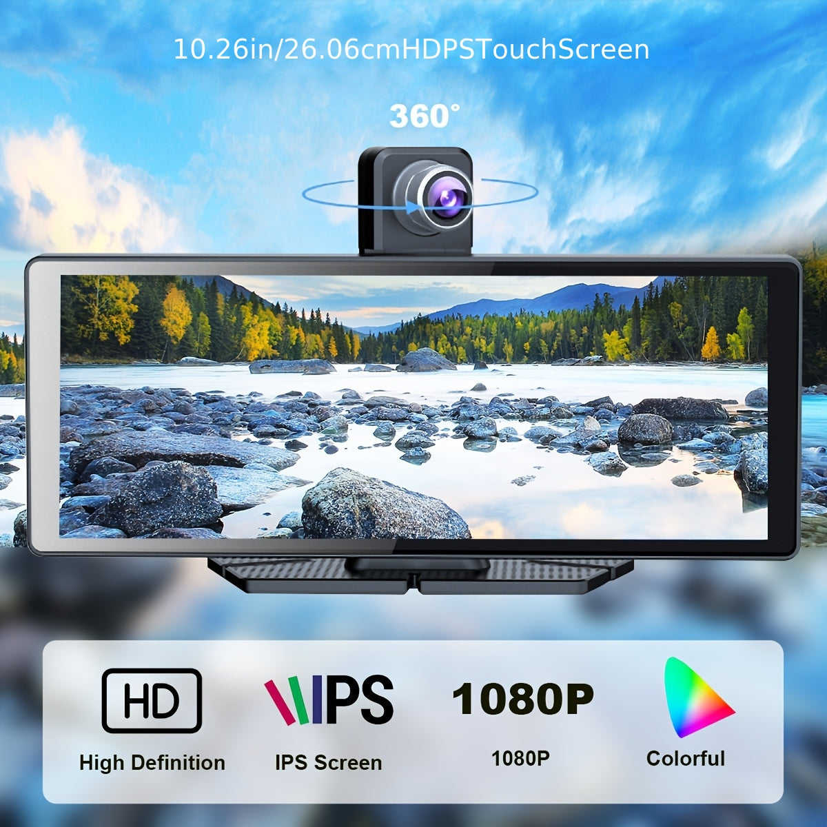 10.26" HD Wireless Car Stereo Compatible with Carplay & Android Auto, Featuring a Portable Touch Screen for Vehicles, 4K Dash Cam, 1080P Backup Camera, Google, Siri, Mirror Link, GPS Navigation, Aux, FM Transmitter