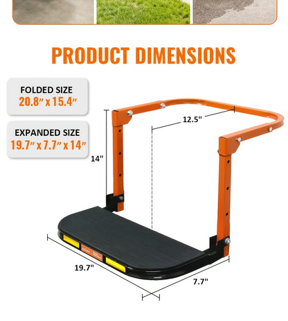 Heavy Duty Foldable Tire Steps with Anti-Slip Texture, Adjustable Height, 300/650 Lbs Load Capacity, Fits Tires Up to 13.5In Wide, Portable Telescopic Ladder for Roof Rack & Roof Climbing, Universal Car Additions for Truck SUV Trailer
