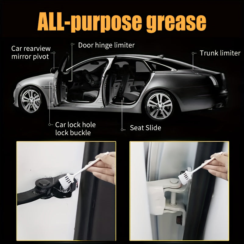 Multi-Purpose Grease, 3.38 Oz with Brush - Garage Door Hinge Lubricant for Automobiles, Ships, And Industrial Metal Contact Parts