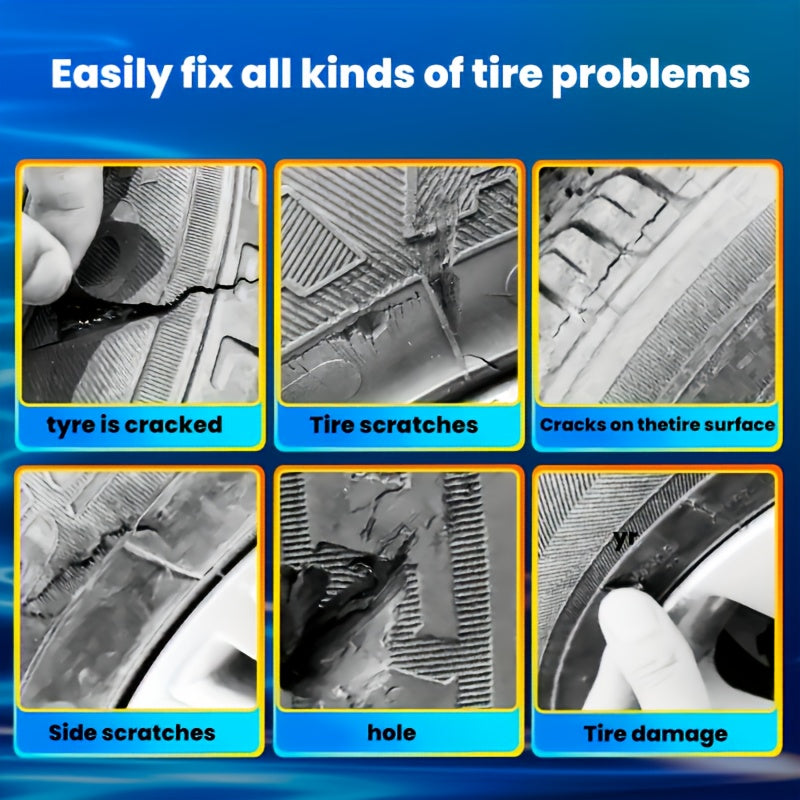 Heavy-Duty Tire Repair Adhesive with Scraper & Pointed Tip Kit - Quick-Curing Strong Bond, Waterproof Gel Formula for Cars, Bikes, Motorcycles, ATV, Truck Tires - Long-Lasting Fix for Punctures, Crack, Sidewall & Tread Damage - Rubber-Compatible