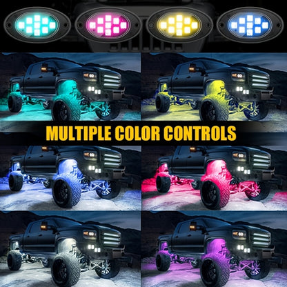 10pcs Upgraded RGB LED Rock Light Kit, Multicolor Underglow Kit For With APP Remote Control Music Mode, for Jeep UTV ATV SUV Accessory, Without Battery