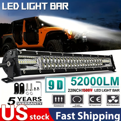 8/15/22 Inch Ultra-thin LED Double Row Strip Light, Ultra Bright LED Strip Light Used For Car, Truck, for Jeep, Off-road, ATV Boat Lighting, Battery Free, Without Battery