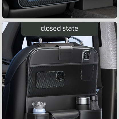 Universal Premium PU Leather Car Seat Back Organizer - Spacious Storage Bag with Back Seat Dining Table, Cup Holder, And Travel Accessories for A Comfortable Ride