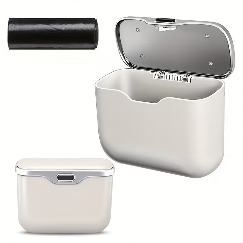 Multi-Functional Car Mounted Microfiber Trash Can Made of ABS Material That Does Not Deform And Is Suitable for 99% of Car Models, Suitable for Both Dry And Wet Use, Space Saving, And Non-Destructive Installation, Comes with Garbage Bags