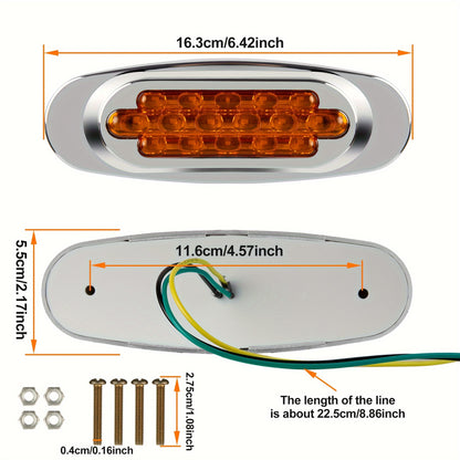8pcs Ultra-Bright 16LED Car Side Marker Lights, 12-24V - Amber/White/Red/Blue/Green, Fit for Trucks & Trailers, Enhanced Visibility & Safety