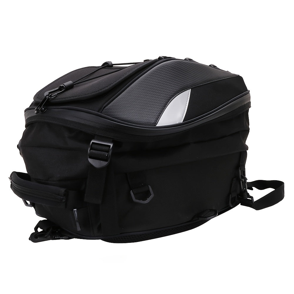 Versatile Motorcycle Rear Bag, 5.81-10.04gal - Synthetic Faux Leather Helmet Backpack with Storage Compartments & Reflective Straps for Off-Road Bikes, Street Motorcycles, And Motorbikes