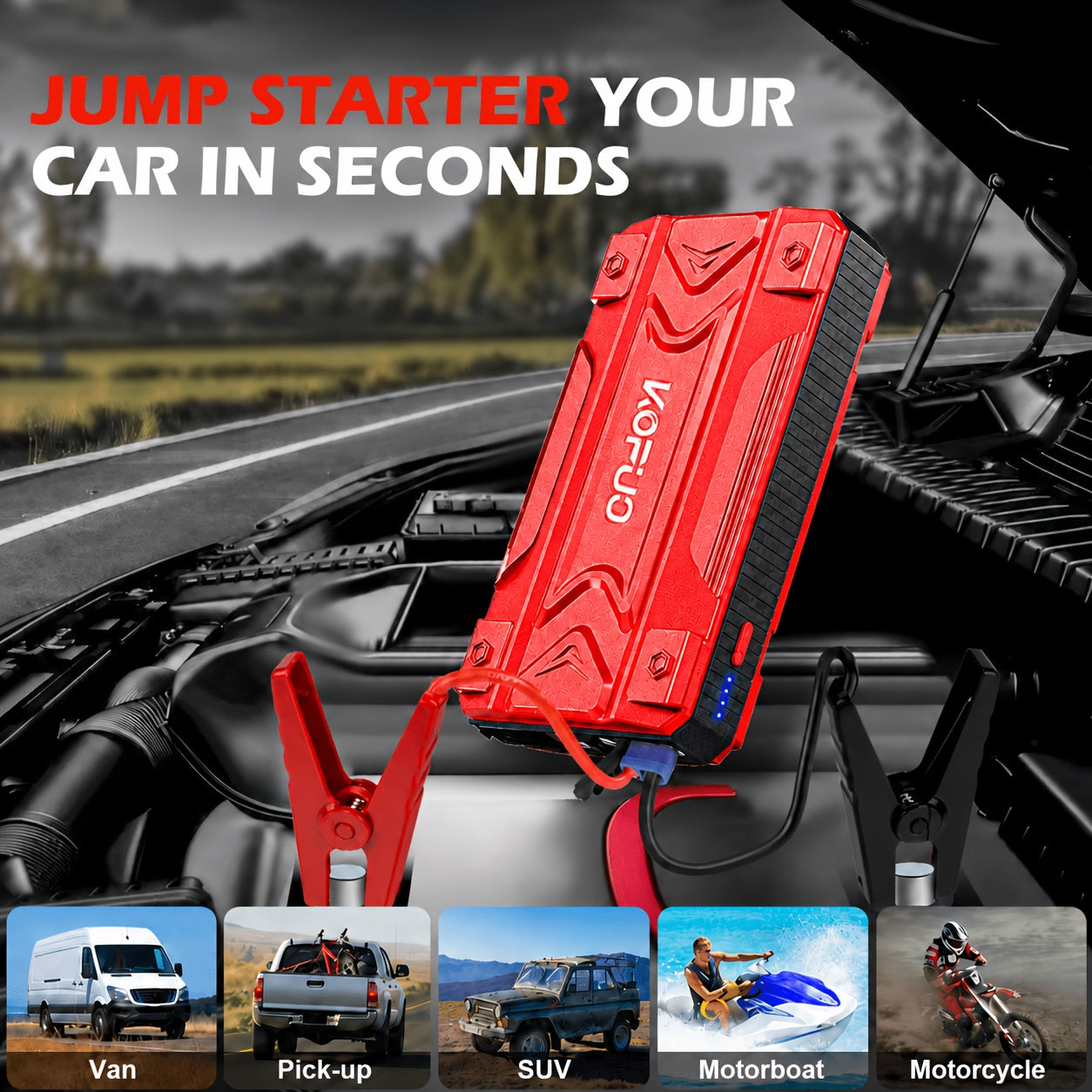 6000-20000A Peak Single Jump Starter Or 12V Portable Car Jump Starter with Air Compressor, Jump Starter Battery Pack with 150PSI Tire Inflator, 7-in-1 Multi-functional Battery Booster Power Bank with LED Light, Car Battery Charger, Roadside Assistanc