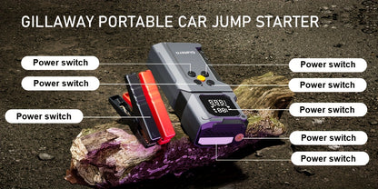 Jump Starter with Air Compressor 10000A 160PSI, 8000mAh Portable Battery Pack for Gas 3.7G & Diesel 3.17G, USB-C QC3.0, 3-Mode Flashlight, Large Display — Giatero Q27