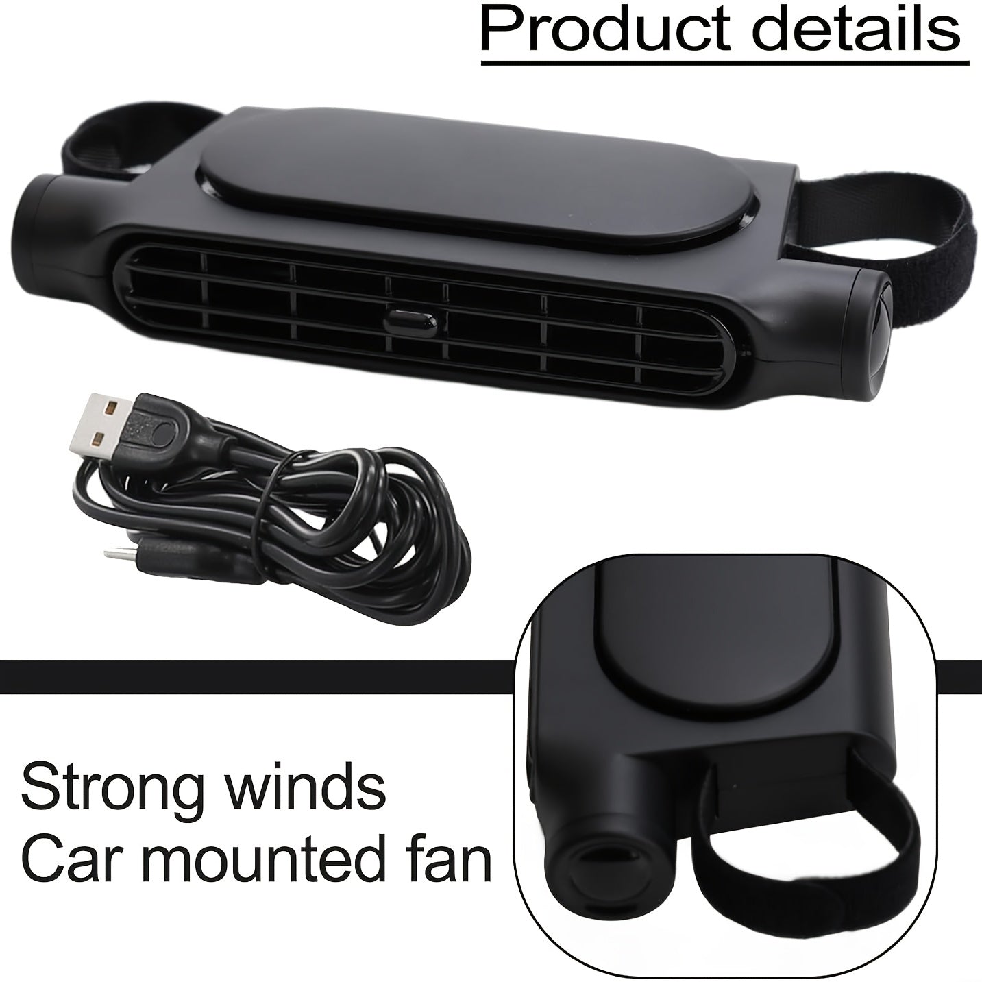 Car Fan-Blade-Less Car Air Conditioner Fan | 3-Speed Quiet Cooling, Seat Fan, Comes with A USB Charging Cable, Plug-And-Play (Non-Rechargeable Model). Stay Cool Even in Traffic Jams (Fits All Car Models)