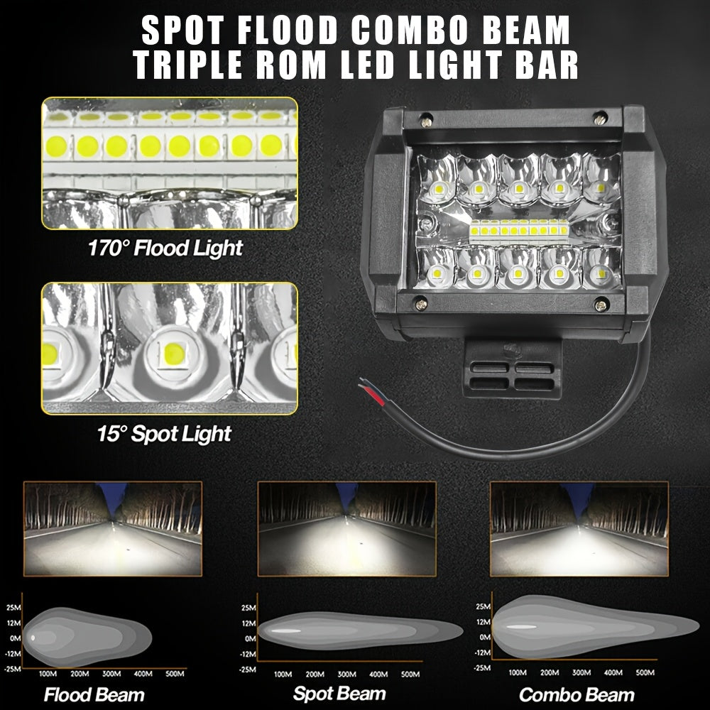 Set of 2, 4-Inch LED Work Lights, 60W, Suitable for Motorcycles And Boats, Offering Universal Ultra-Bright Illumination for Daytime Driving And External Modifications, Without Battery