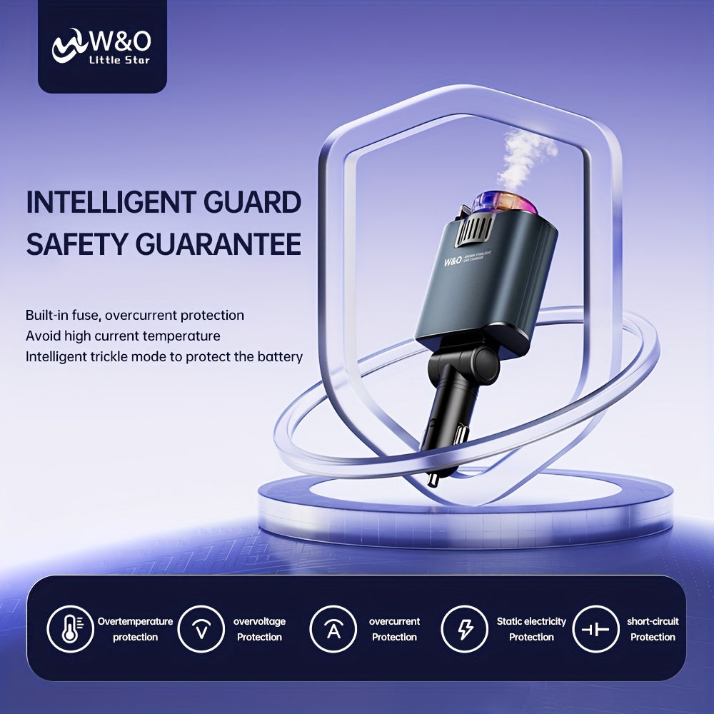 Three-In-One Multifunctional Car Charger, Perfume Machine, Starry Sky Ceiling Light, Dual 80cm/32inch Type-C+Lightning Retractable Cable, Air Freshener, Adapter For IPhone 16/15/Plus/Pro Max, For S25/24, Great Christmas Birthday Gift.