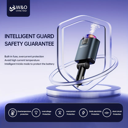 Three-In-One Multifunctional Car Charger, Perfume Machine, Starry Sky Ceiling Light, Dual 80cm/32inch Type-C+Lightning Retractable Cable, Air Freshener, Adapter For IPhone 16/15/Plus/Pro Max, For S25/24, Great Christmas Birthday Gift.