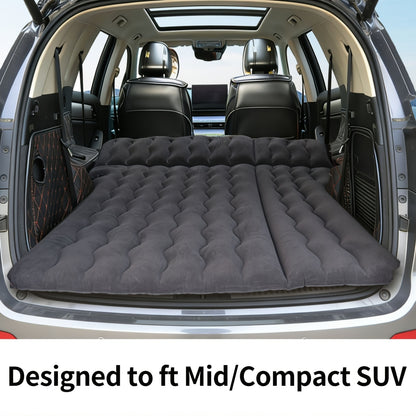 SUV Air Mattress: Inflatable Car Air Mattress for Camping, Flocking Car Bed with Air Pump And 2 Pillows, Portable Sleeping Pad Mattress for Home Car Travel Camping Black