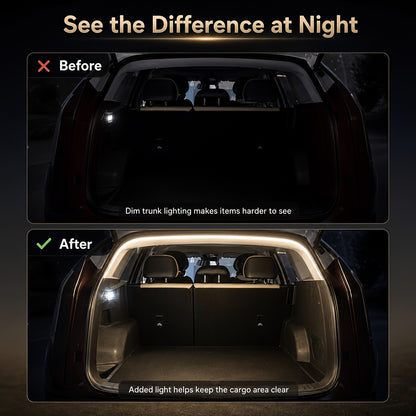 [LED Trunk Light] New Car Trunk Light Atmosphere Light, Trunk Lighting LED Strip, Flexible Light, 158 Inches, LED High Brightness White/Blue Light, Suitable for All Kinds of Car Trunks, Without Battery