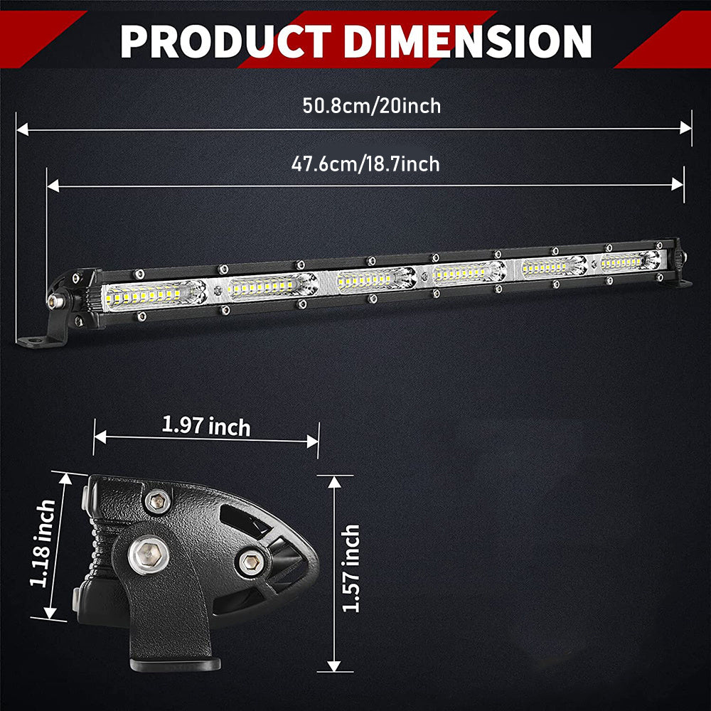 Ultra Slim LED Bar 20 Inch 180W Offroad Light Single Row 12V 24V LED Work Lamp For Auto ATV SUV Tractor Boat Light Bar