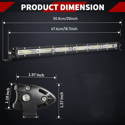 Ultra Slim LED Bar 20 Inch 180W Offroad Light Single Row 12V 24V LED Work Lamp For Auto ATV SUV Tractor Boat Light Bar