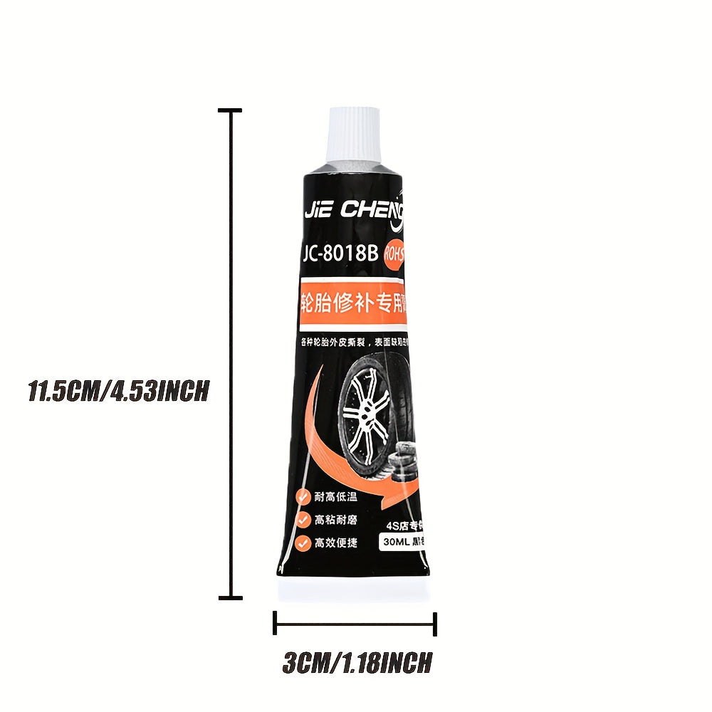 Heavy-Duty Tire Repair Adhesive with Scraper & Pointed Tip Kit - Quick-Curing Strong Bond, Waterproof Gel Formula for Cars, Bikes, Motorcycles, ATV, Truck Tires - Long-Lasting Fix for Punctures, Crack, Sidewall & Tread Damage - Rubber-Compatible
