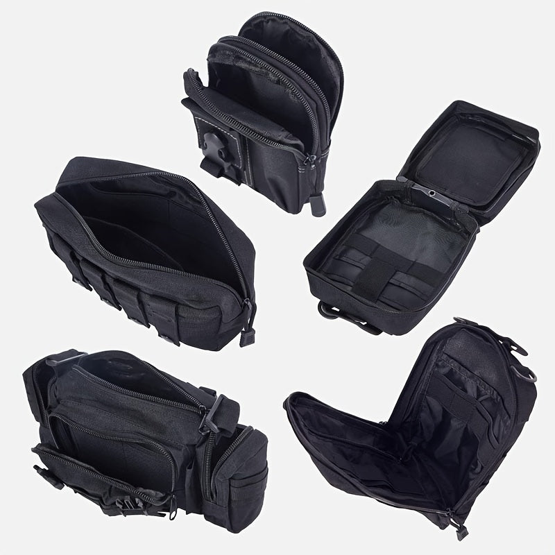 Car Seat Back Organizer with 5 MOLLE Pouches – Truck SUV Jeep Vehicle Panel Storage + 6 Keychains