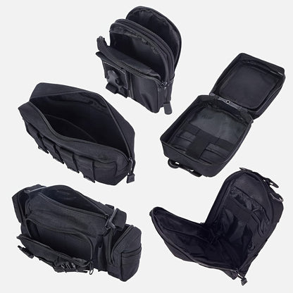 Car Seat Back Organizer with 5 MOLLE Pouches – Truck SUV Jeep Vehicle Panel Storage + 6 Keychains