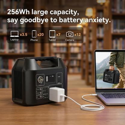 100W/300W Portable Power Station Solar Generator, (Solar Panel Optional), High Capacity Battery Pack, With 2*AC Outlet, DC, USB Port, LED Light, Extra Battery Power Supply For Outdoor Camping, Hiking, Road Trip, CPAP, Fan, Hurricane Emergency, Gift