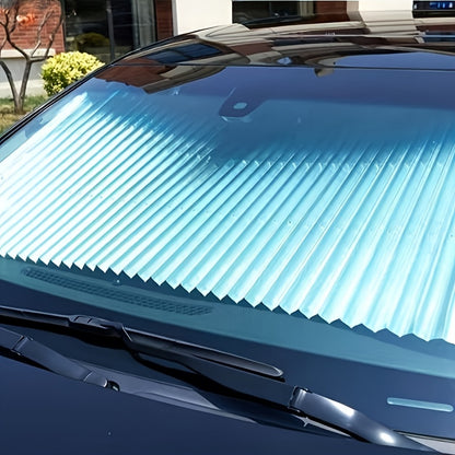 Automatic Retractable Windshield Sunshade with UV Protection Function, Adjustable Sunshade And Insulation Effect, Made of Aluminum Material, Suitable for Various Vehicle Windshields