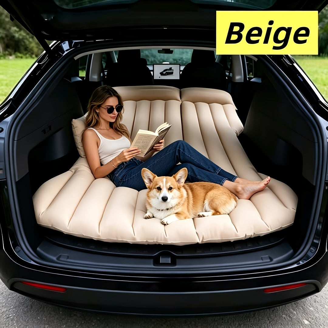 Ultra Comfortable Car Inflatable Mattress, Suitable for Tesla SUV Trucks, RVs, Trucks, Backseat Trunks, 64ft, Portable Foldable Inflatable Bed. Suitable for Travel Camping, Ncluding Storage Bag, Air Pump And Two Pillows, Two Piers