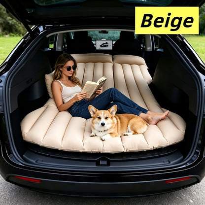 Ultra Comfortable Car Inflatable Mattress, Suitable for Tesla SUV Trucks, RVs, Trucks, Backseat Trunks, 64ft, Portable Foldable Inflatable Bed. Suitable for Travel Camping, Ncluding Storage Bag, Air Pump And Two Pillows, Two Piers