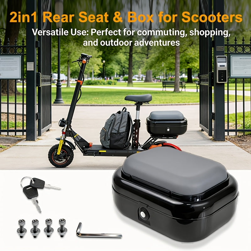 New Electric Scooter Tail Trunk with Passenger Seating Capability | Compatible with Kukirin KUGOO M5/M5PRO, Features a Safety Locking Seat Storage Box. Large Capacity, Soft Cushion, Universal Fit, Durable, Without Battery