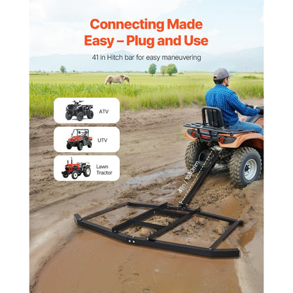 Drag Harrow 66/74/84" Width Tow Behind Drag Harrow Steel Gravel Grader ATV UTV