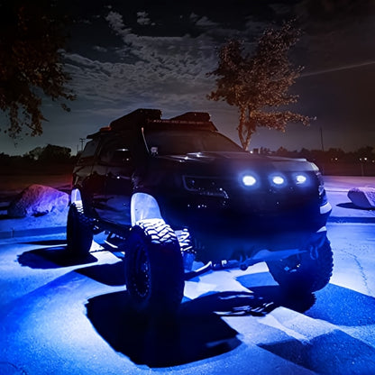 RGB-IC LED Rock Light Kit 4 or 8 Pods, APP & RF Control, Chasing Dream Color Underglow Downlight with Music Mode, 12V for Truck UTV Golf Cart Off-Road Vehicle