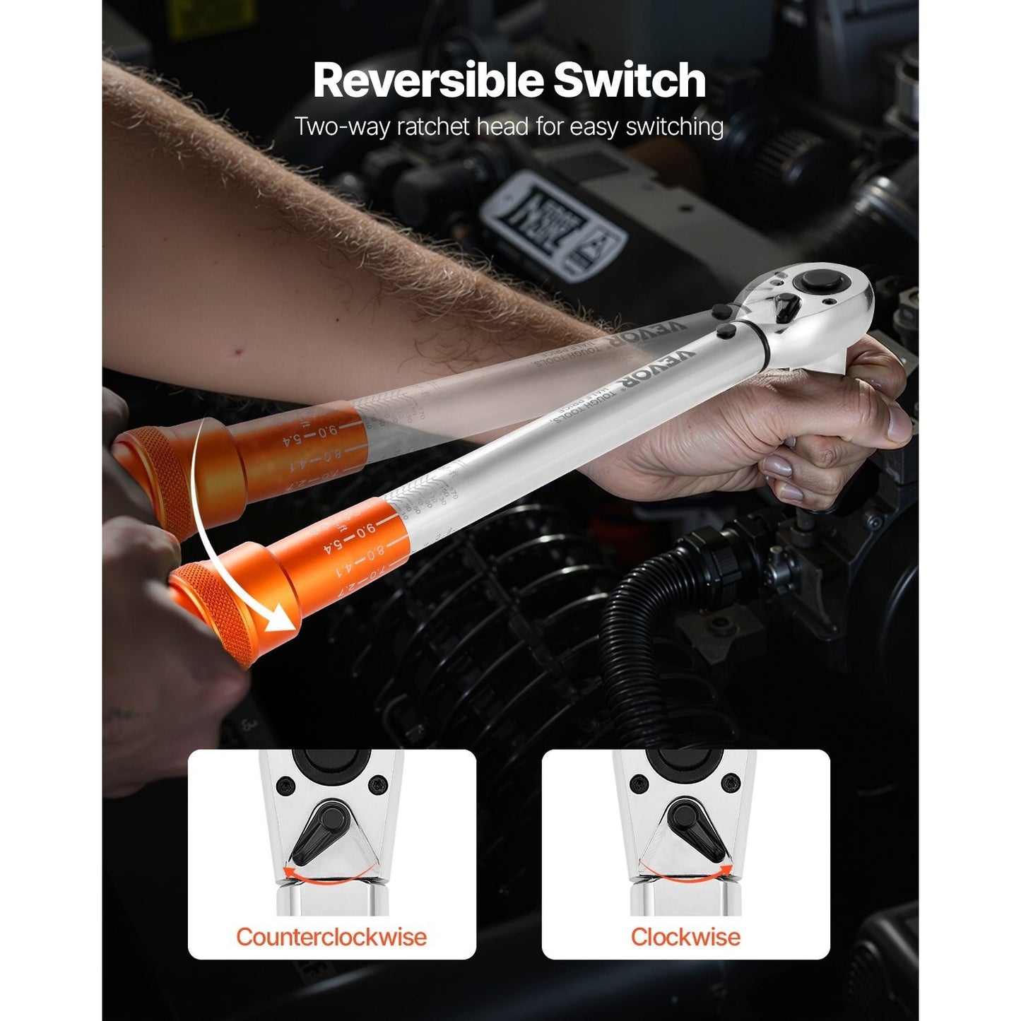 Click Torque Wrench Set 3 Pcs 1/4 3/8 1/2 Inch Drive Dual-direction 72-Tooth