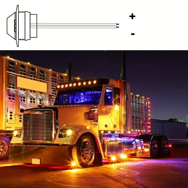 Set of 12 Universal DC12V LED Lights for Caravans, Trucks, Atvs, And Boats, Without Battery