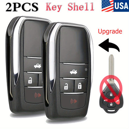 Set of 2 Enhanced Flip Key Fob Shells with 4 Buttons for Toyota Models Including Camry, Corolla, Venza, for Scion, And for Xb from 2007 to 2012, FCCID HYQ12BBY