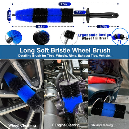 26pcs Car Detailing Brush Set, Car Detailing Kit, Car Detailing Brushes, Car Cleaning Kit, Car Windshield Cleaning Tool, Professional Car Care Kit - Car Wash Brush Kit for Interior Exterior Wheels