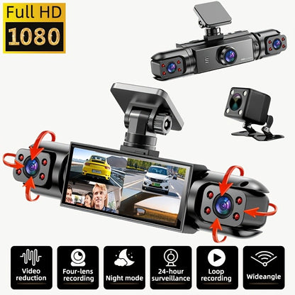 360 ° 4-channel/3-channel 1080P High-definition Ultimate Safety Driving Recorder Set, Car Camera 1080P Front And 720P Front, Back, Left, Right Full Coverage, Night Vision, WDR, G Sensor, Loop Recording - Car, Optional Cardless/32GB/64GB TF Card.