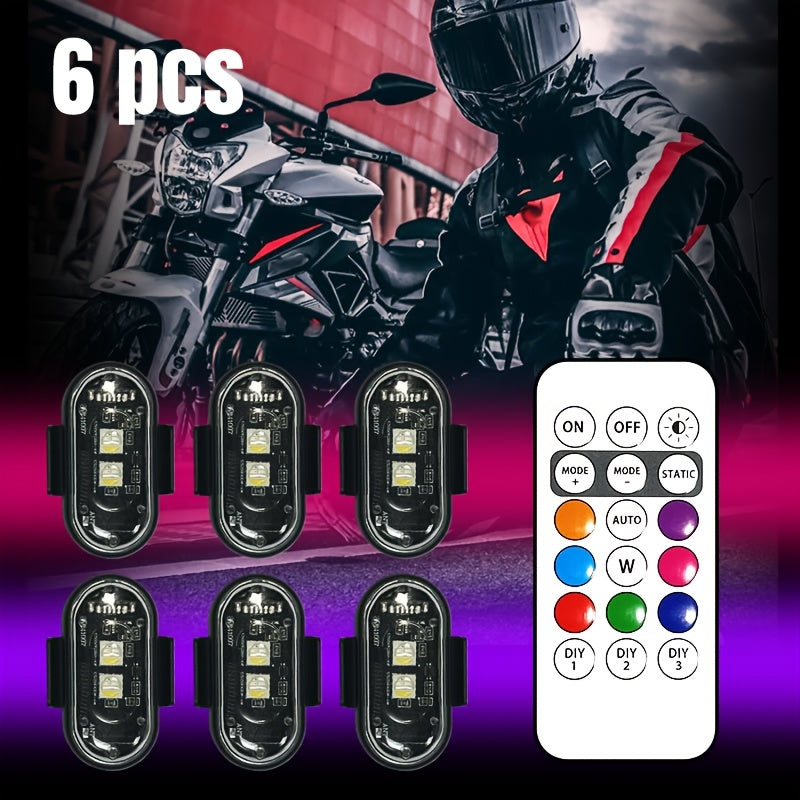 6pcs Light Up The Night: RGB LED Aircraft Lights For Car Motorcycles Truck Airplanes Helicopters LED Run Sport Ambiance Light For Party Night Sleep Light | Home Office Lighting Bedside Decorative, Gaming Study Room Decordation Holiday Birthday
