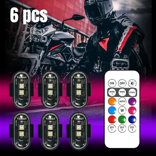 6pcs Light Up The Night: RGB LED Aircraft Lights For Car Motorcycles Truck Airplanes Helicopters LED Run Sport Ambiance Light For Party Night Sleep Light | Home Office Lighting Bedside Decorative, Gaming Study Room Decordation Holiday Birthday