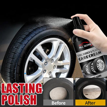 ALL-SEASON TIRE CARE CREAM - Quick-Shine Formula for Rubber & Plastic, Long-Lasting Gloss & Protection, No More Dull - Car Interior Maintenance Solution, Tire Protection, Tire Care, Vehicle Interior Enhancement, Sleek Bottle Design, Durable Application